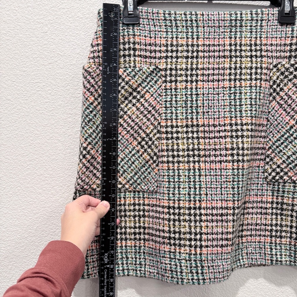 Maeve Anthropologie Tweed Plaid Mini Skirt 8 | Parisian Old Money Preppy Coastal - Picture 5 of 10